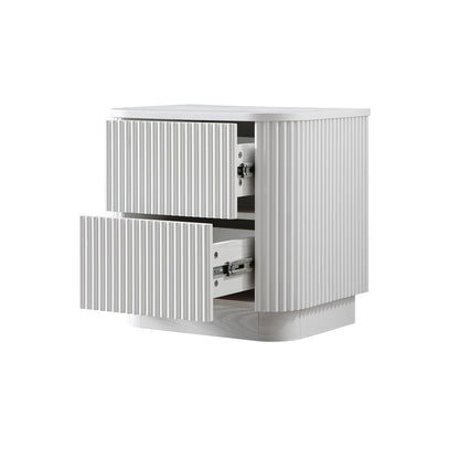 Maru 2-Drawer Bedside Table, Washed White
