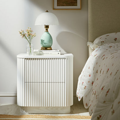 Maru 2-Drawer Bedside Table, Washed White