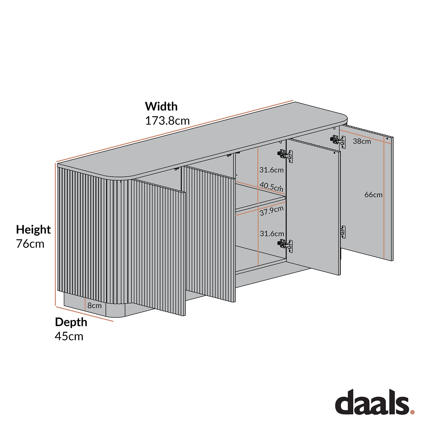 Maru Large 4-Door Sideboard, Sage Green