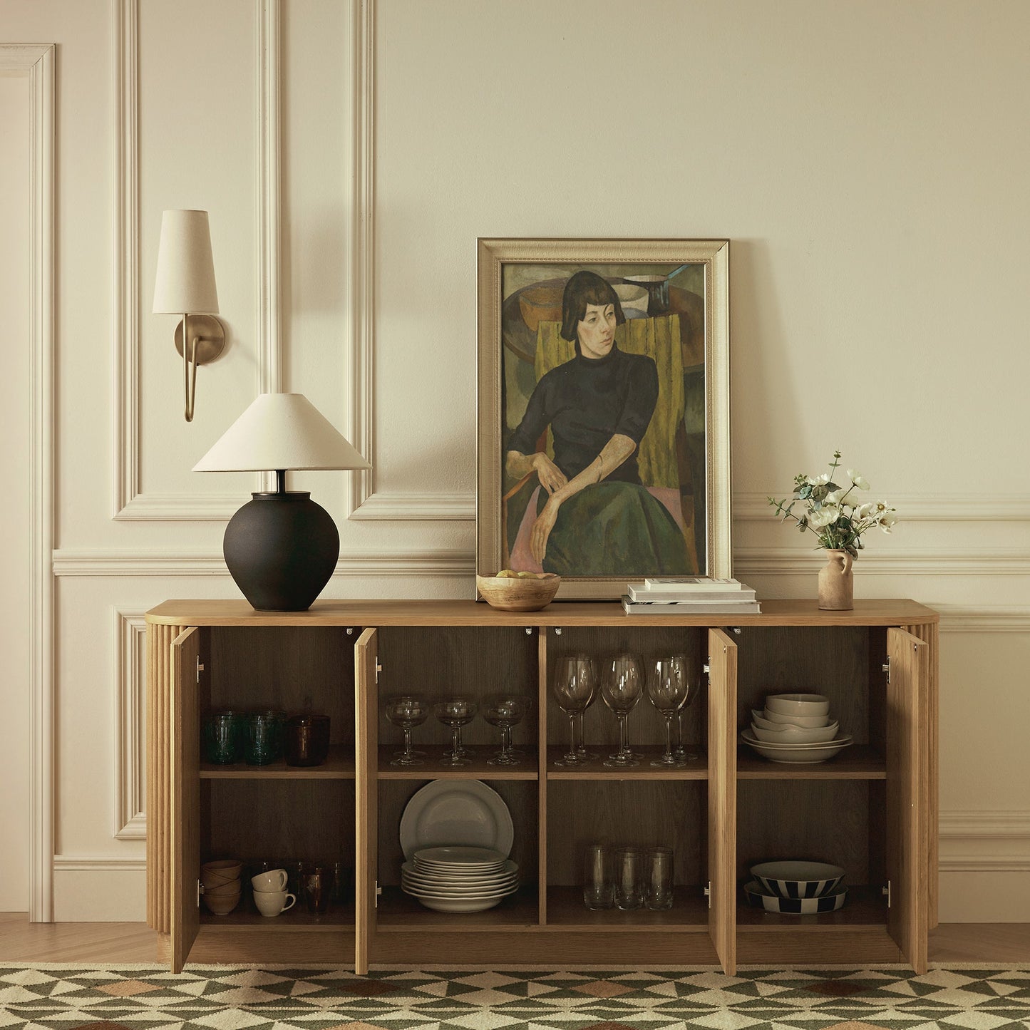 Maru Large 4-Door Sideboard, Oak