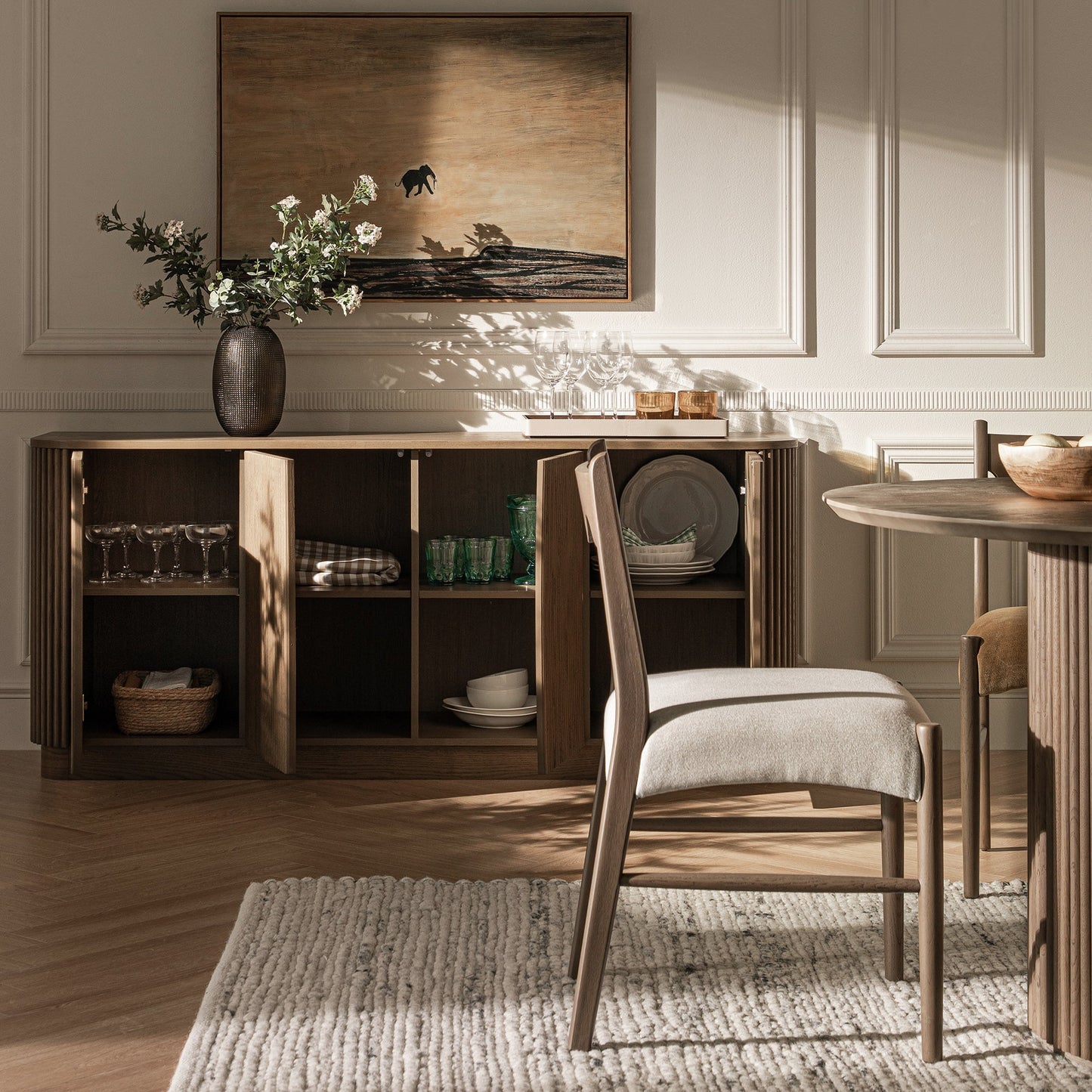 Maru Large 4-Door Sideboard, Silver Oak