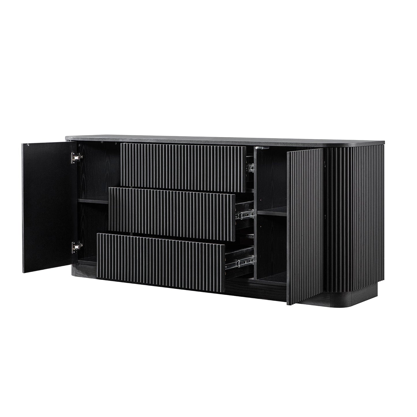 Maru Large 2-Door Sideboard with Drawers, Black