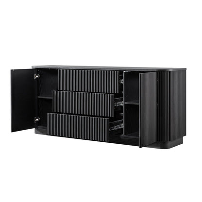 Maru Large 2-Door Sideboard with Drawers, Black