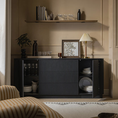 Maru Large 2-Door Sideboard with Drawers, Black