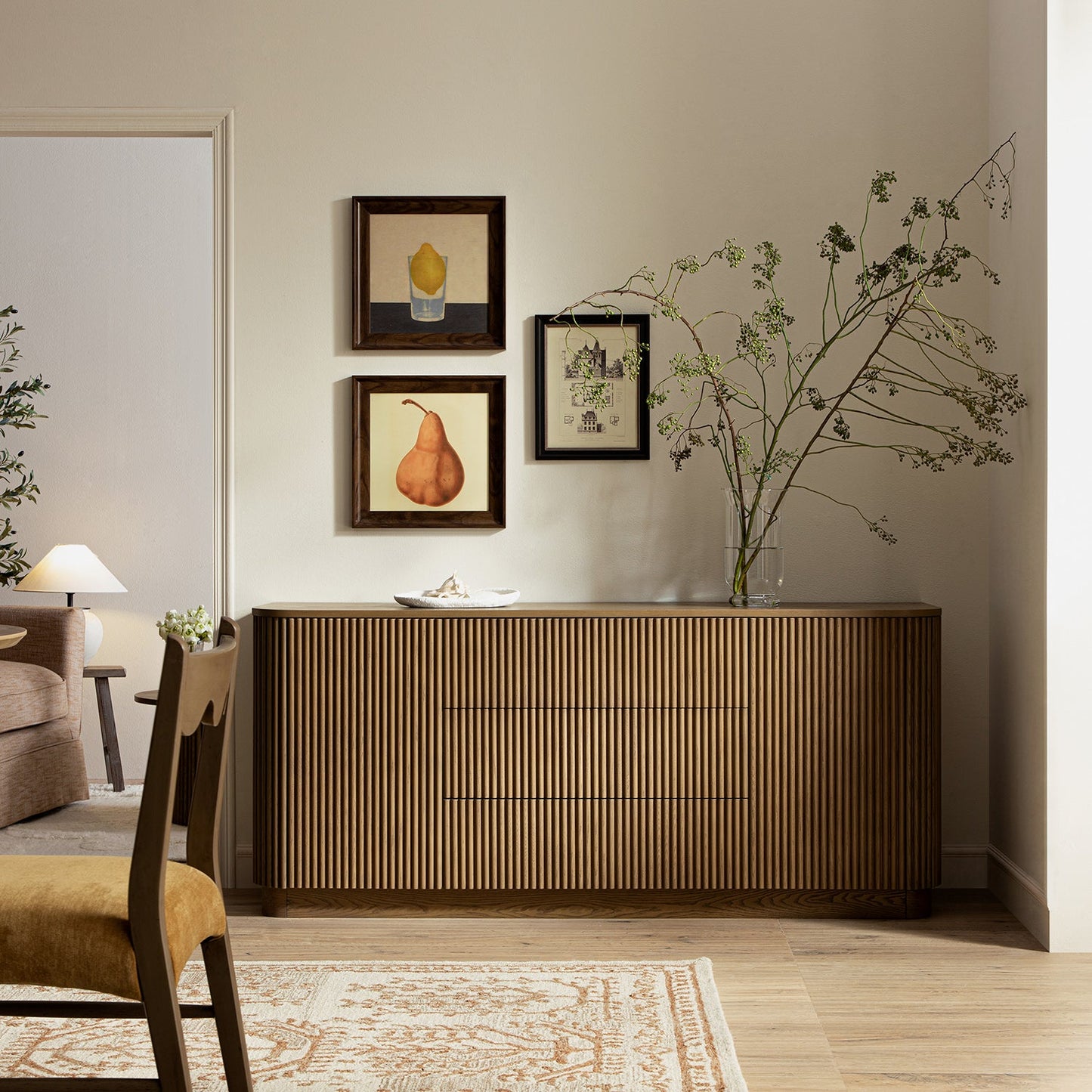 Maru Large 2-Door Sideboard with Drawers, Silver Oak