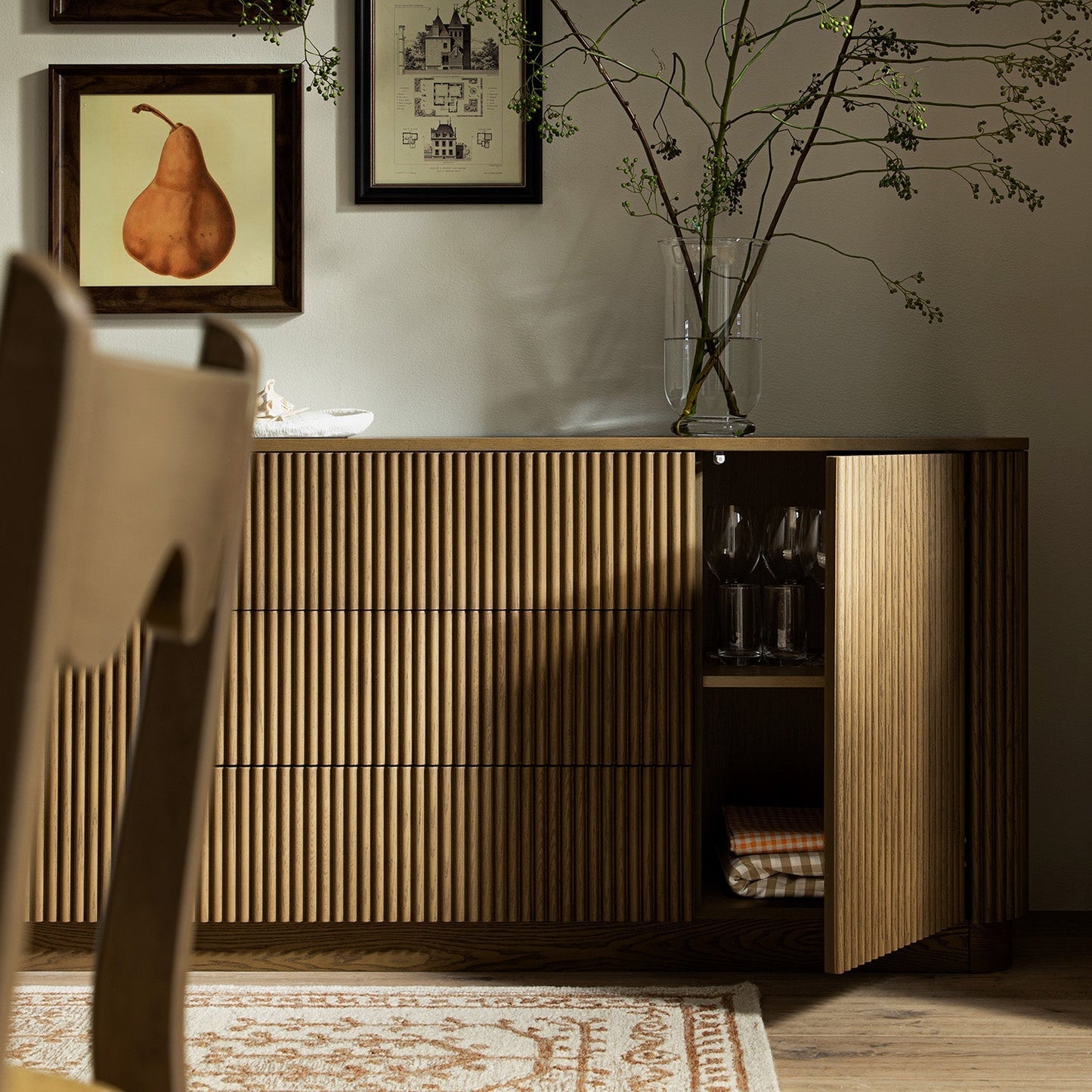 Maru Large 2-Door Sideboard with Drawers, Silver Oak