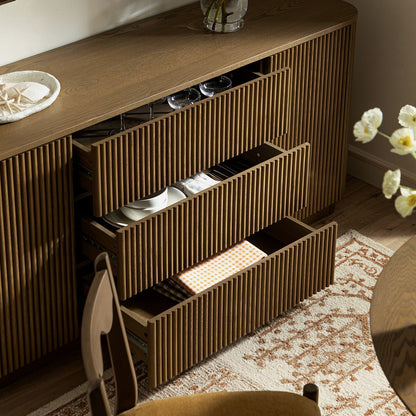 Maru Large 2-Door Sideboard with Drawers, Silver Oak