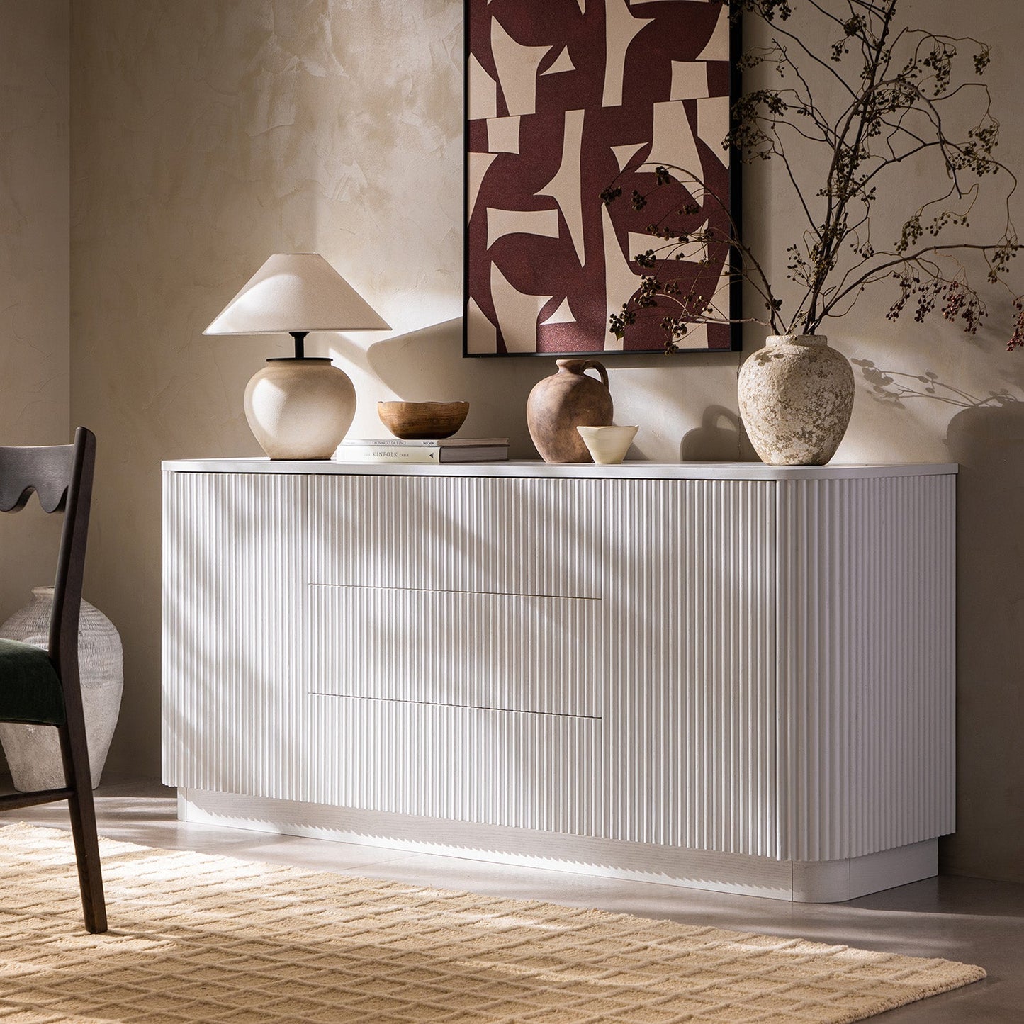 Maru Large 2-Door Sideboard with Drawers, Washed White