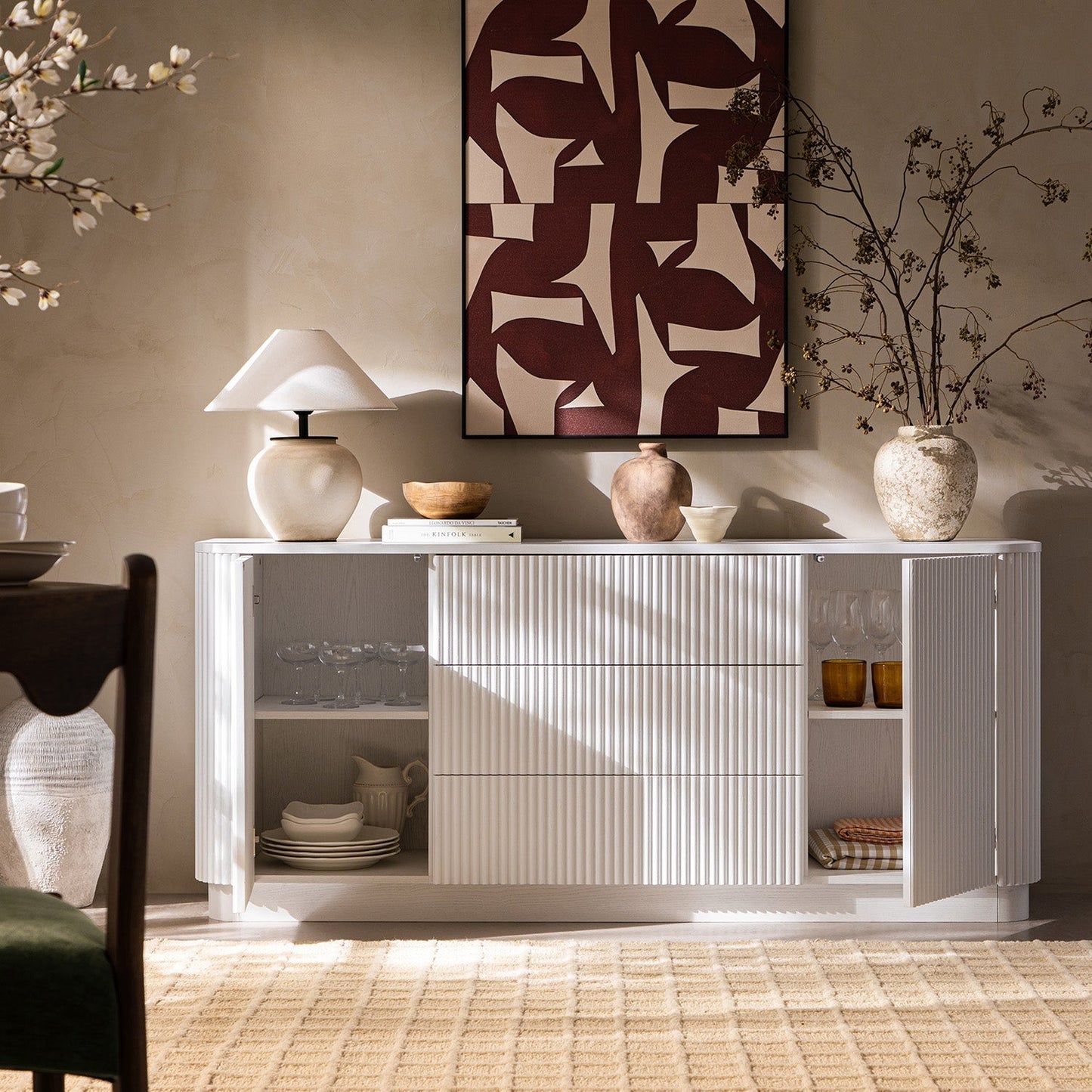 Maru Large 2-Door Sideboard with Drawers, Washed White