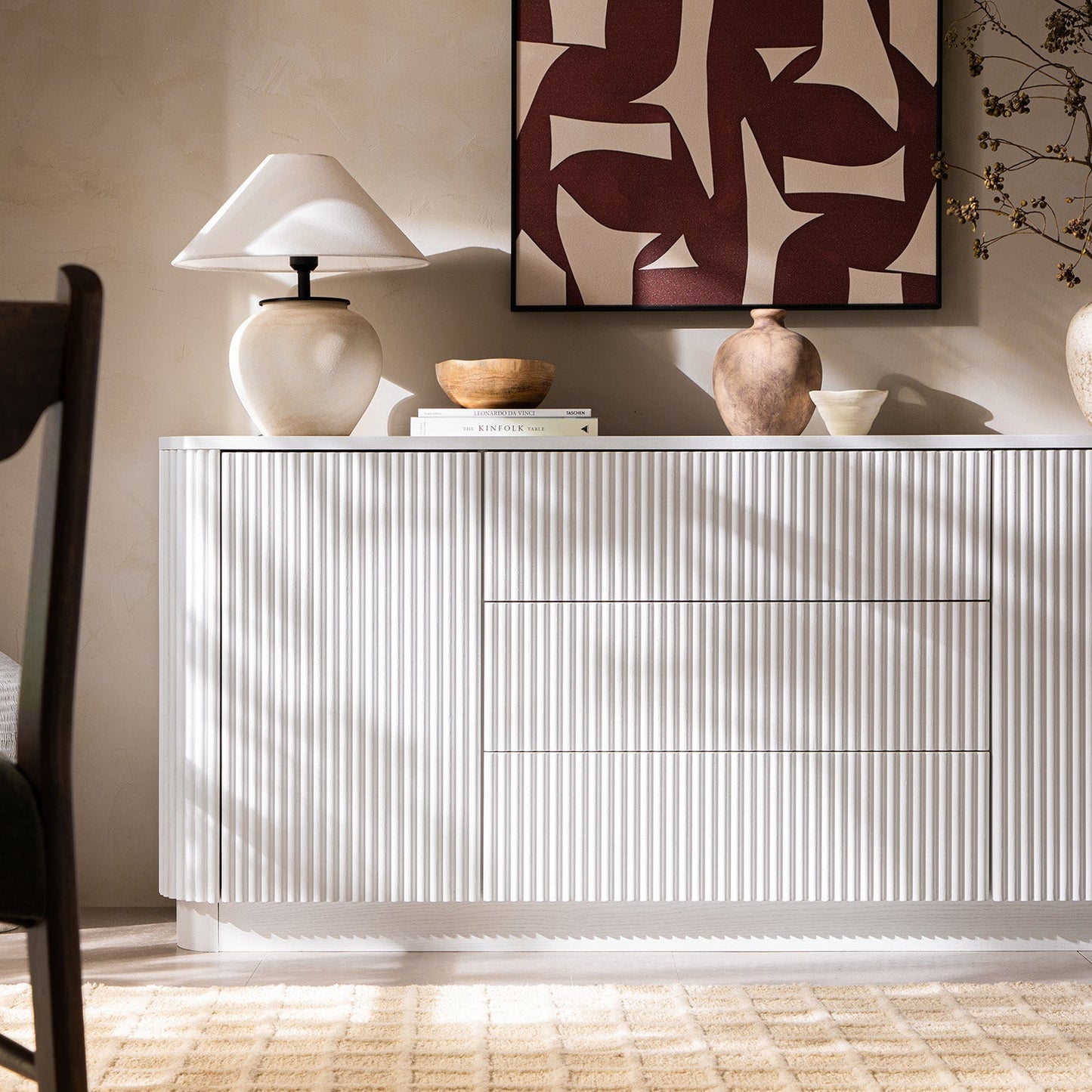 Maru Large 2-Door Sideboard with Drawers, Washed White