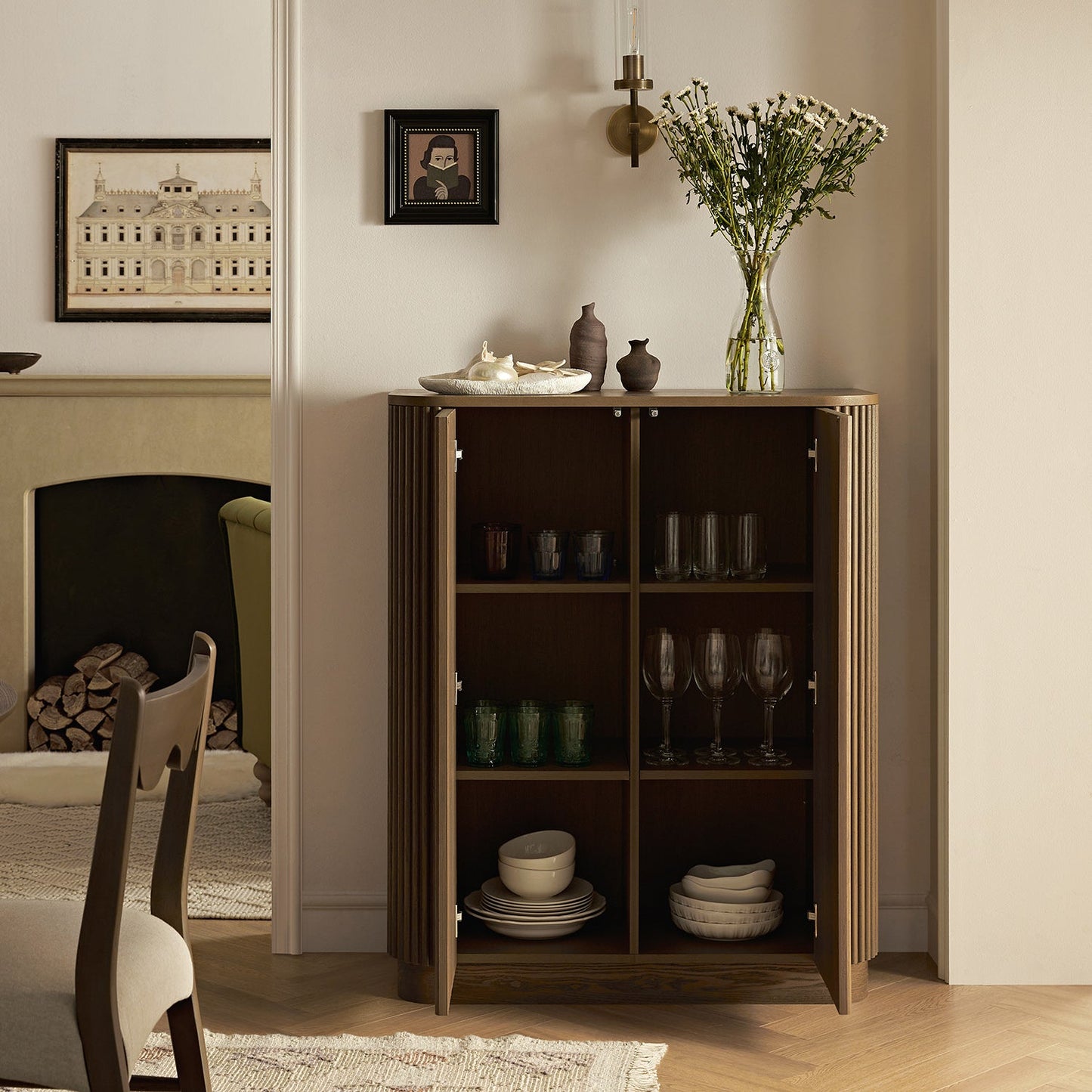 Maru Tall Cabinet, Silver Oak