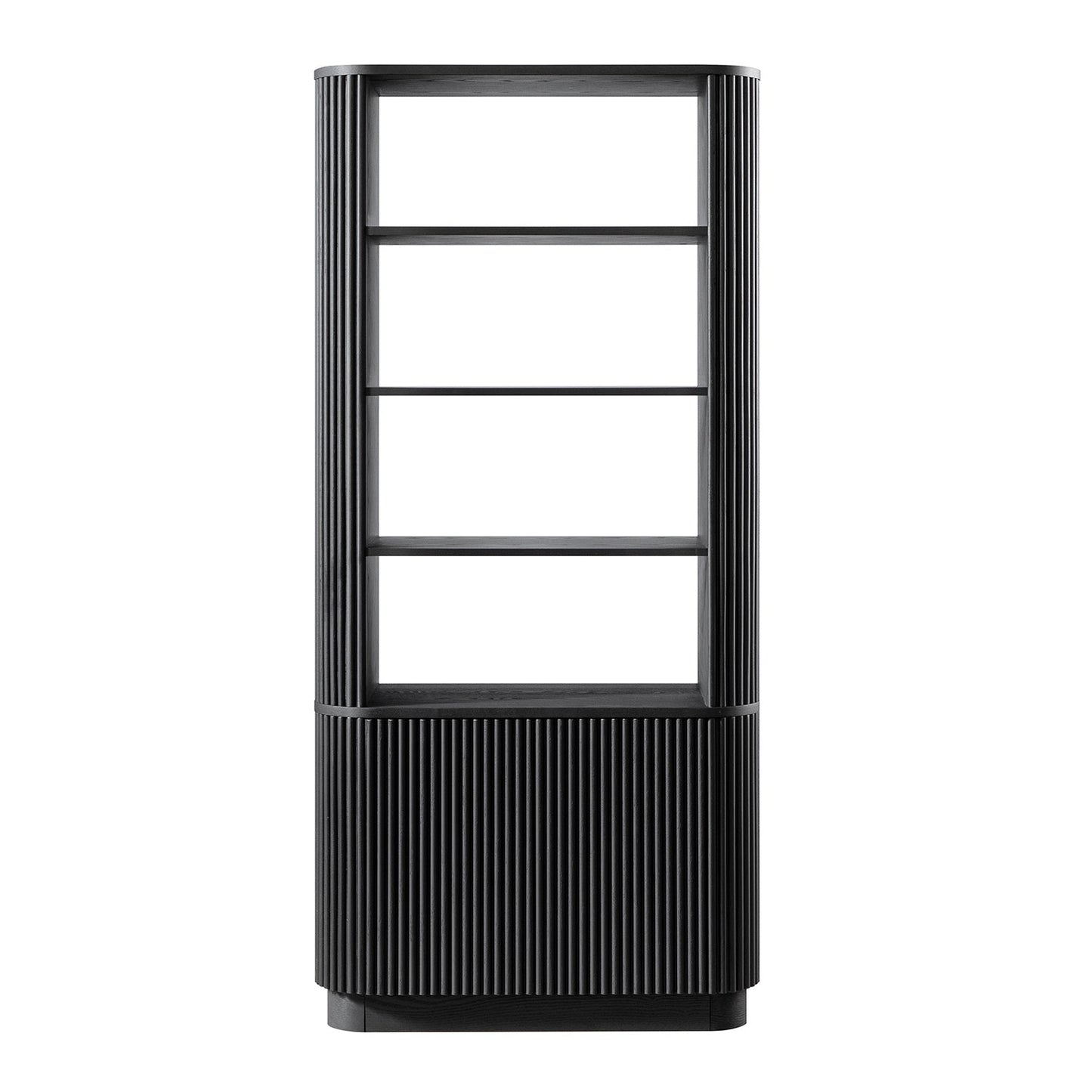 Maru Bookcase with Cabinet, Black