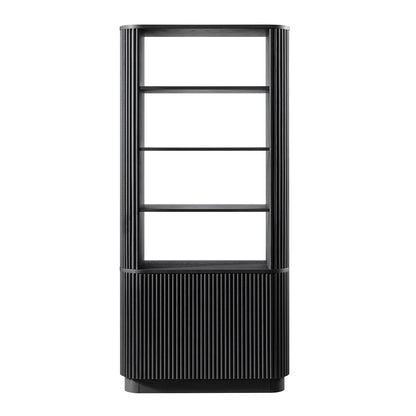 Maru Bookcase with Cabinet, Black
