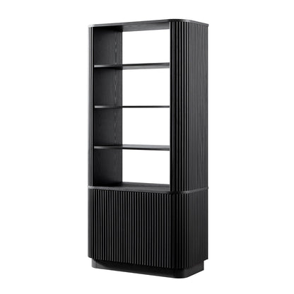 Maru Bookcase with Cabinet, Black