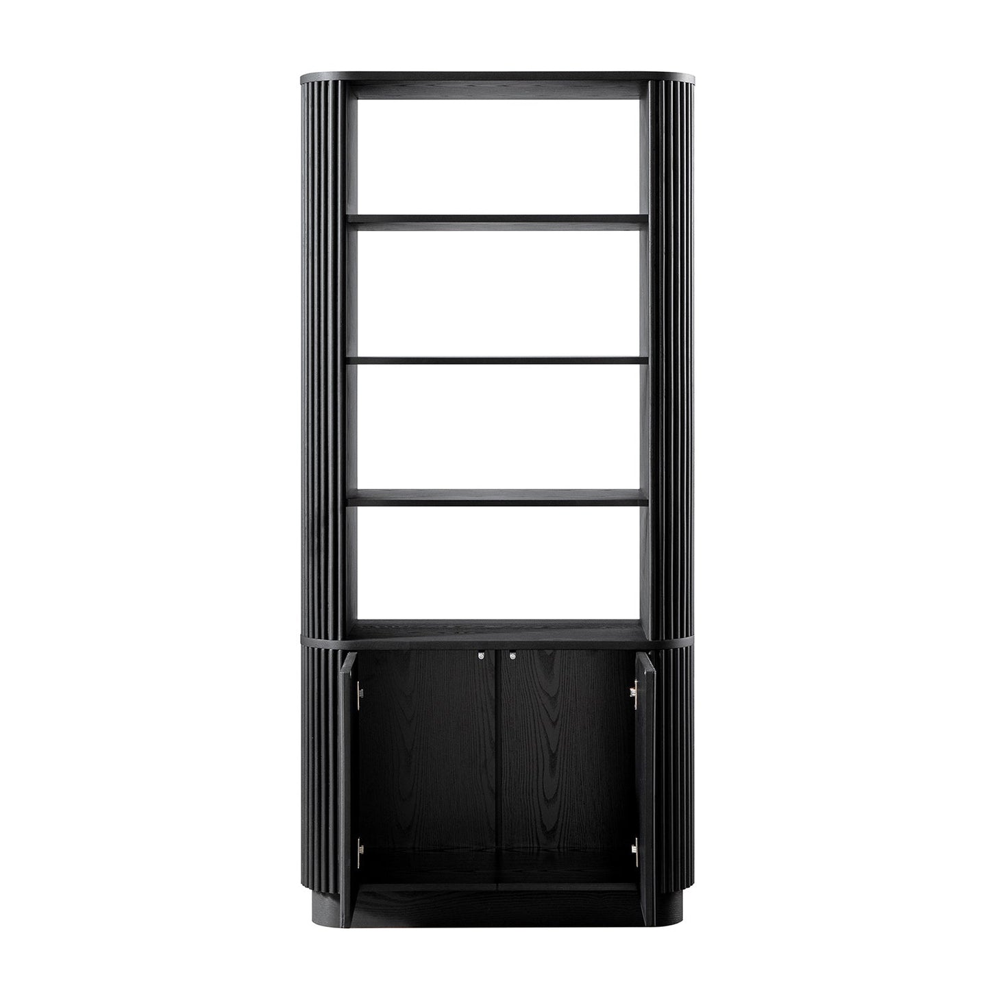 Maru Bookcase with Cabinet, Black