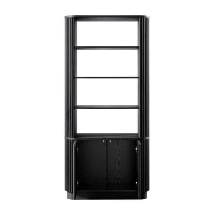 Maru Bookcase with Cabinet, Black