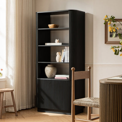 Maru Bookcase with Cabinet, Black