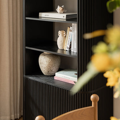 Maru Bookcase with Cabinet, Black