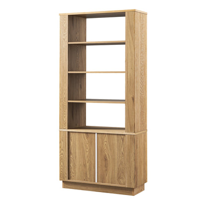 Maru Bookcase with Cabinet, Oak