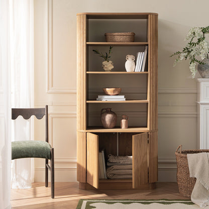 Maru Bookcase with Cabinet, Oak