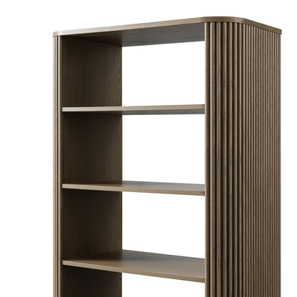 Maru Bookcase with Cabinet, Silver Oak