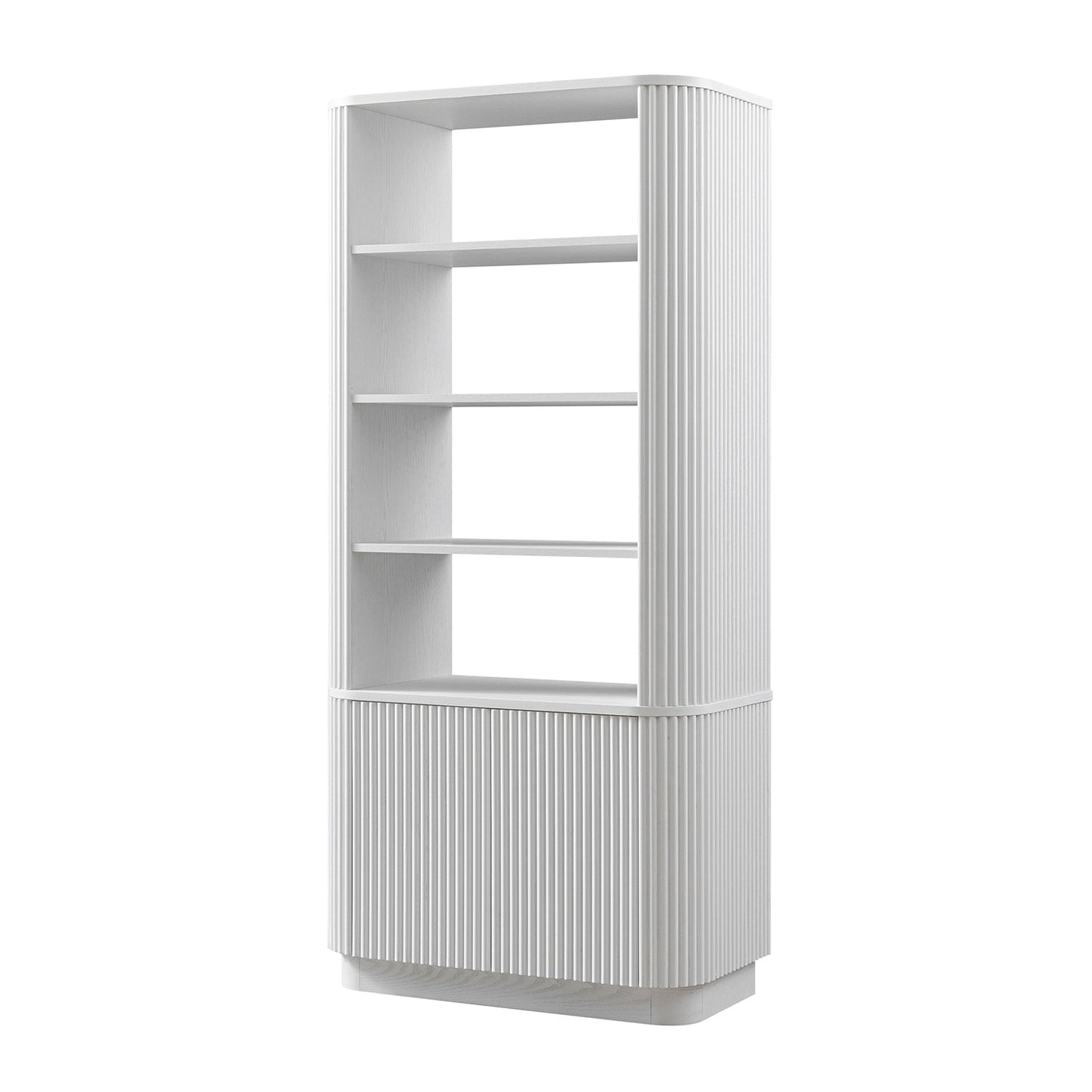 Maru Bookcase with Cabinet, Washed White