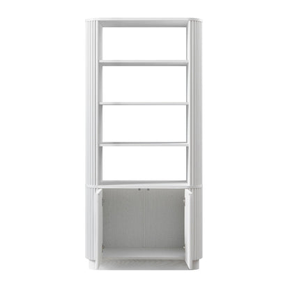 Maru Bookcase with Cabinet, Washed White