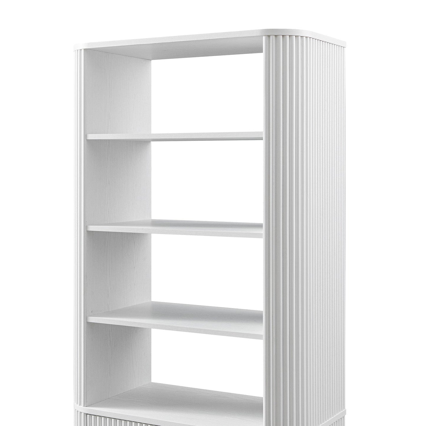 Maru Bookcase with Cabinet, Washed White