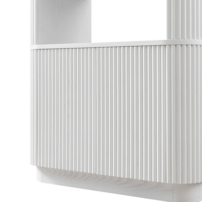 Maru Bookcase with Cabinet, Washed White