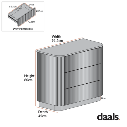Maru Chest of 3 Drawers, Washed White