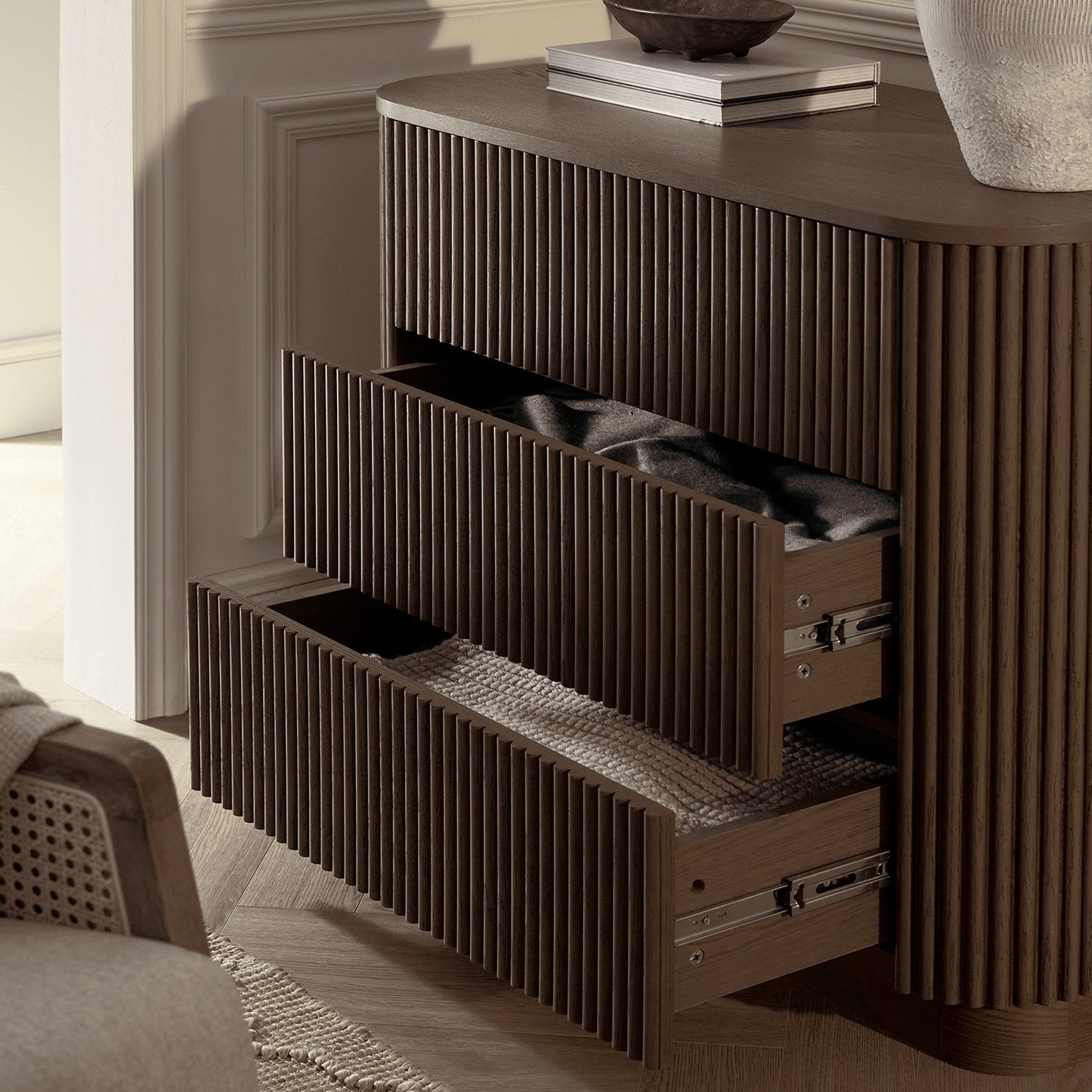 Maru Chest of 3 Drawers, Silver Oak