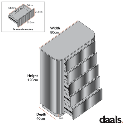 Maru Chest of 5 Drawers, Black