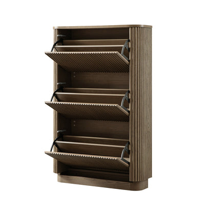 Maru 3-Door Shoe Storage Cabinet, Silver Oak