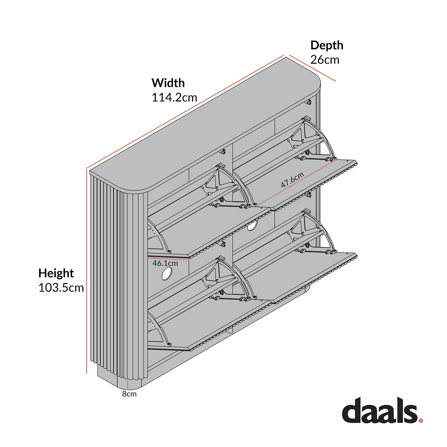 Maru 4-Door Shoe Storage Cabinet, Oak