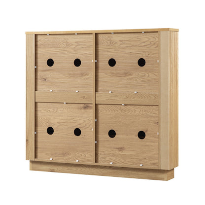 Maru 4-Door Shoe Storage Cabinet, Oak