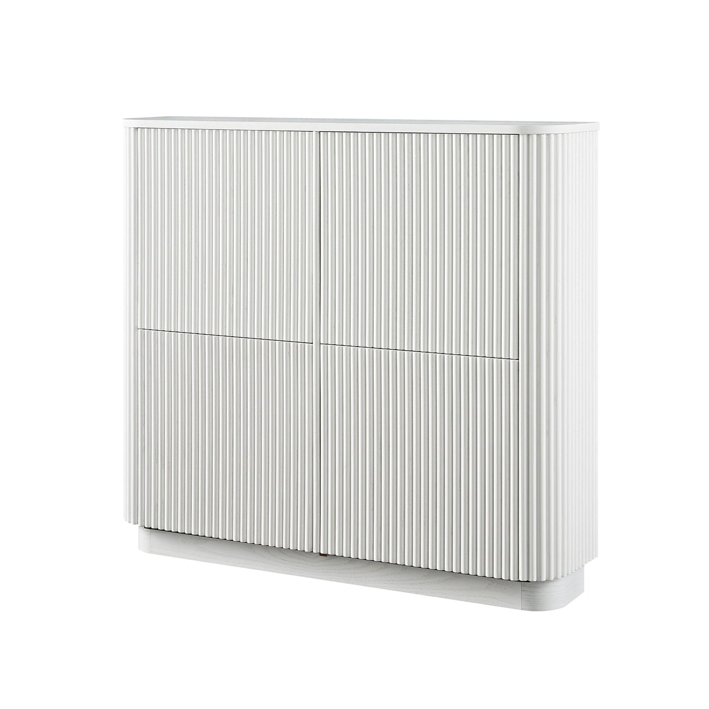 Maru 4-Door Shoe Storage Cabinet, Washed White