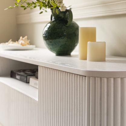 Maru 200cm Wide TV Unit with Drawers, Washed White