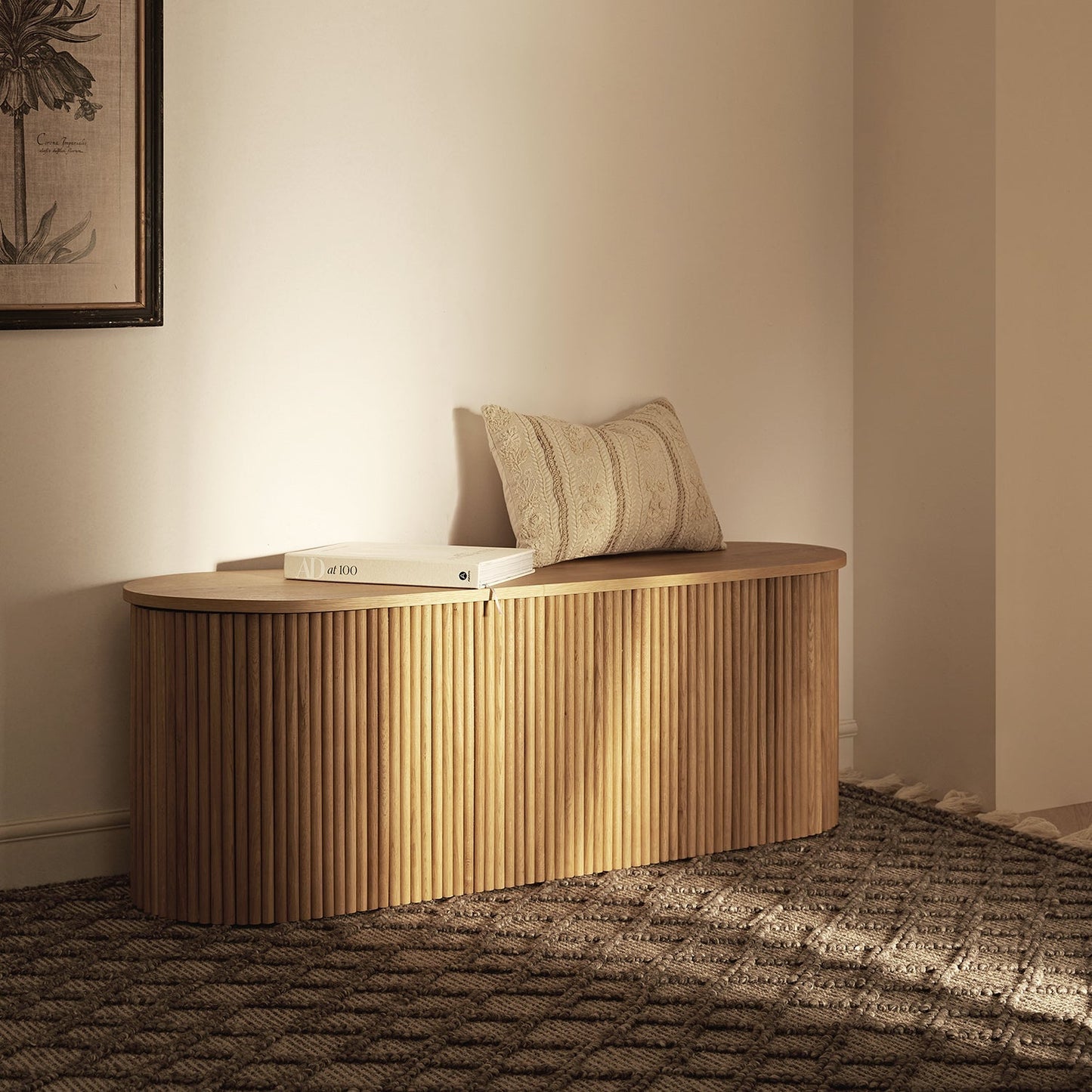 Maru Storage Ottoman Bench, Oak