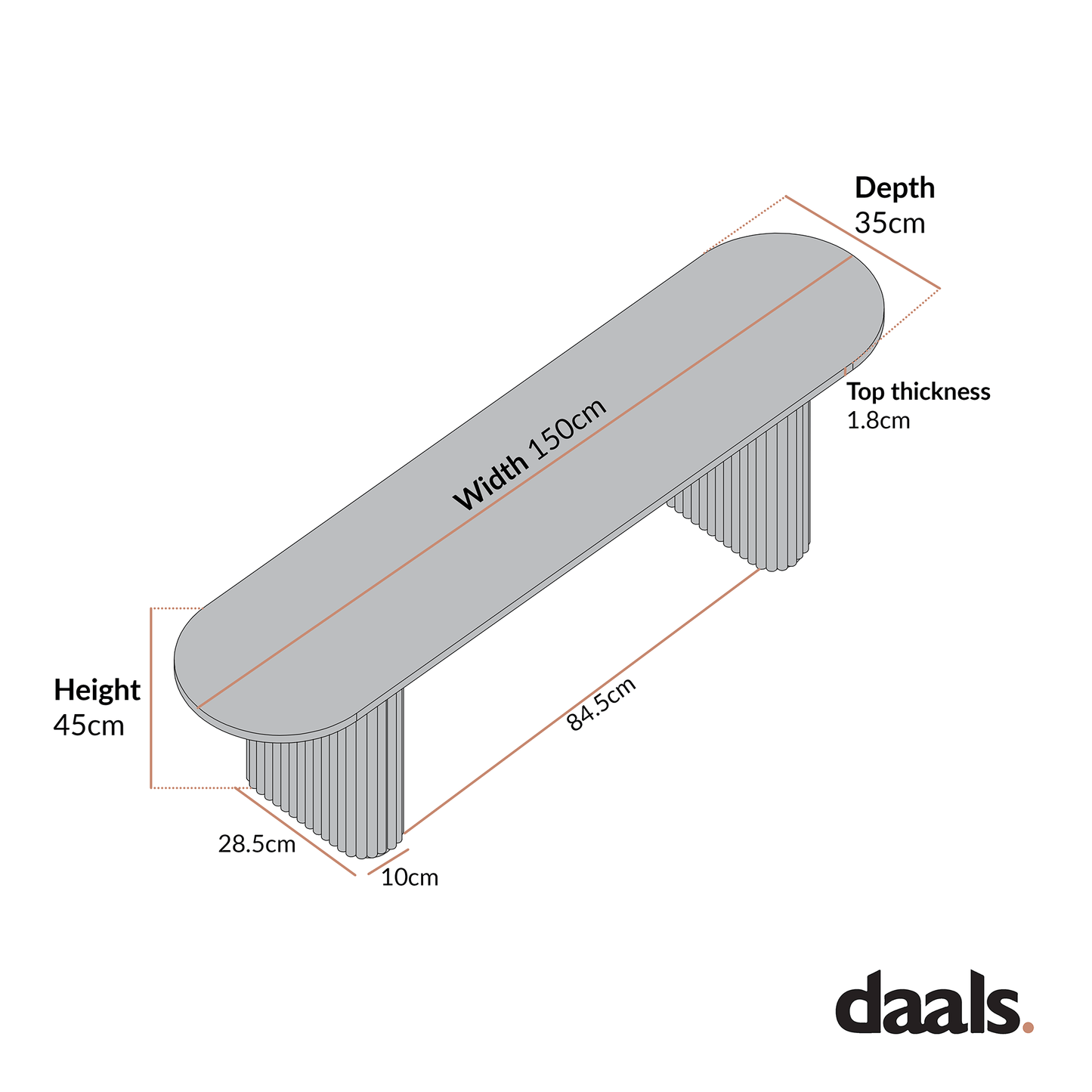 Maru 150cm Dining Bench, Silver Oak