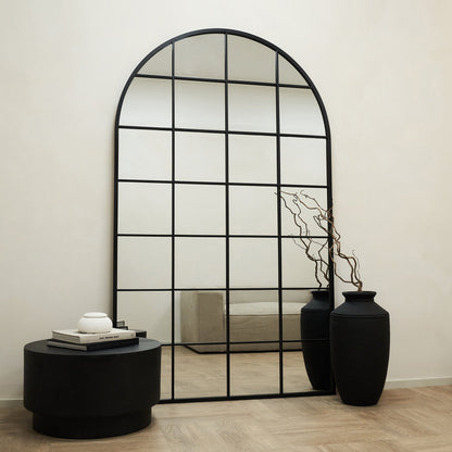 Brooklyn - Full Length Extra Large Black Arched Metal Mirror 200cm x 120cm