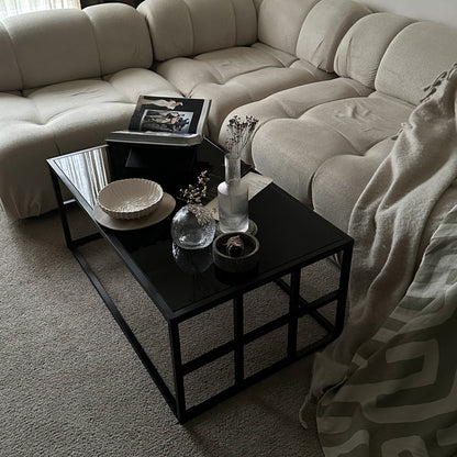 Brooklyn - Black Modern Large Rectangle Tinted Mirrored Coffee Table
