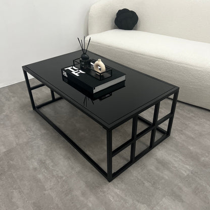 Brooklyn - Black Modern Large Rectangle Tinted Mirrored Coffee Table