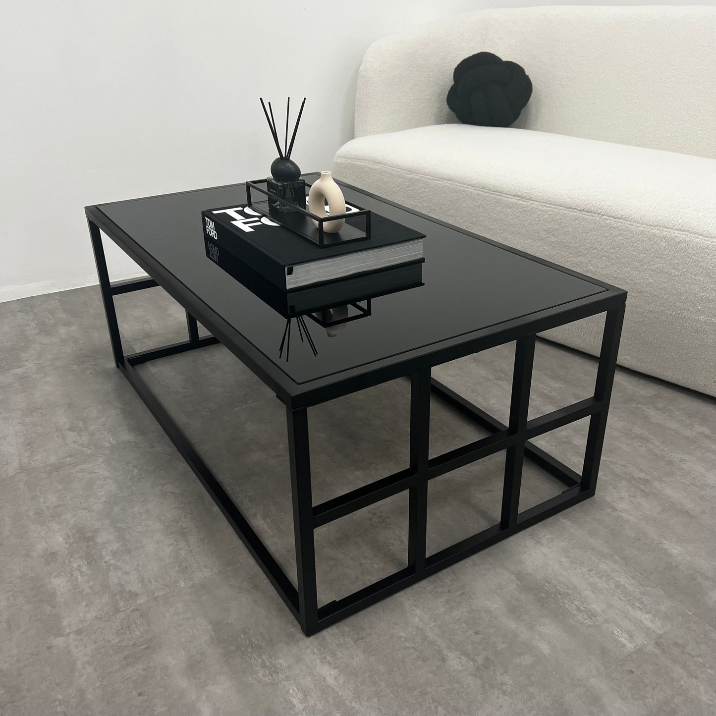 Brooklyn - Black Modern Large Rectangle Tinted Mirrored Coffee Table