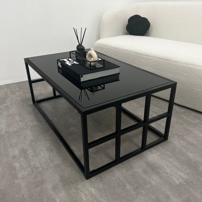 Brooklyn - Black Modern Large Rectangle Tinted Mirrored Coffee Table