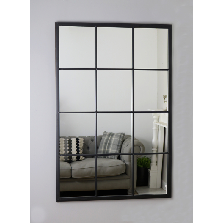 Brooklyn - Large Black Metal Wall Mirror 120cm x 80cm
