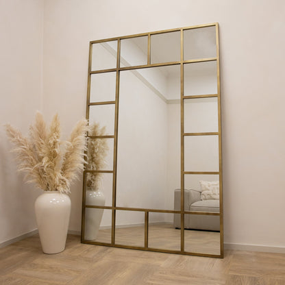 Camden - Gold Industrial Full Length Metal Window Mirror 179cm x 119cm