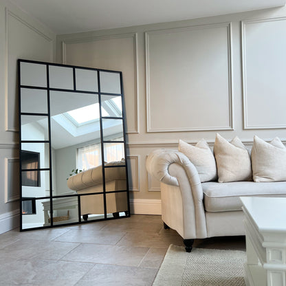 Camden - Black Industrial Full Length Metal Window Mirror 179cm x 119cm