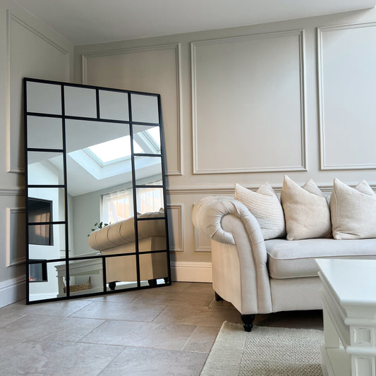 Camden - Black Industrial Full Length Metal Window Mirror 179cm x 119cm