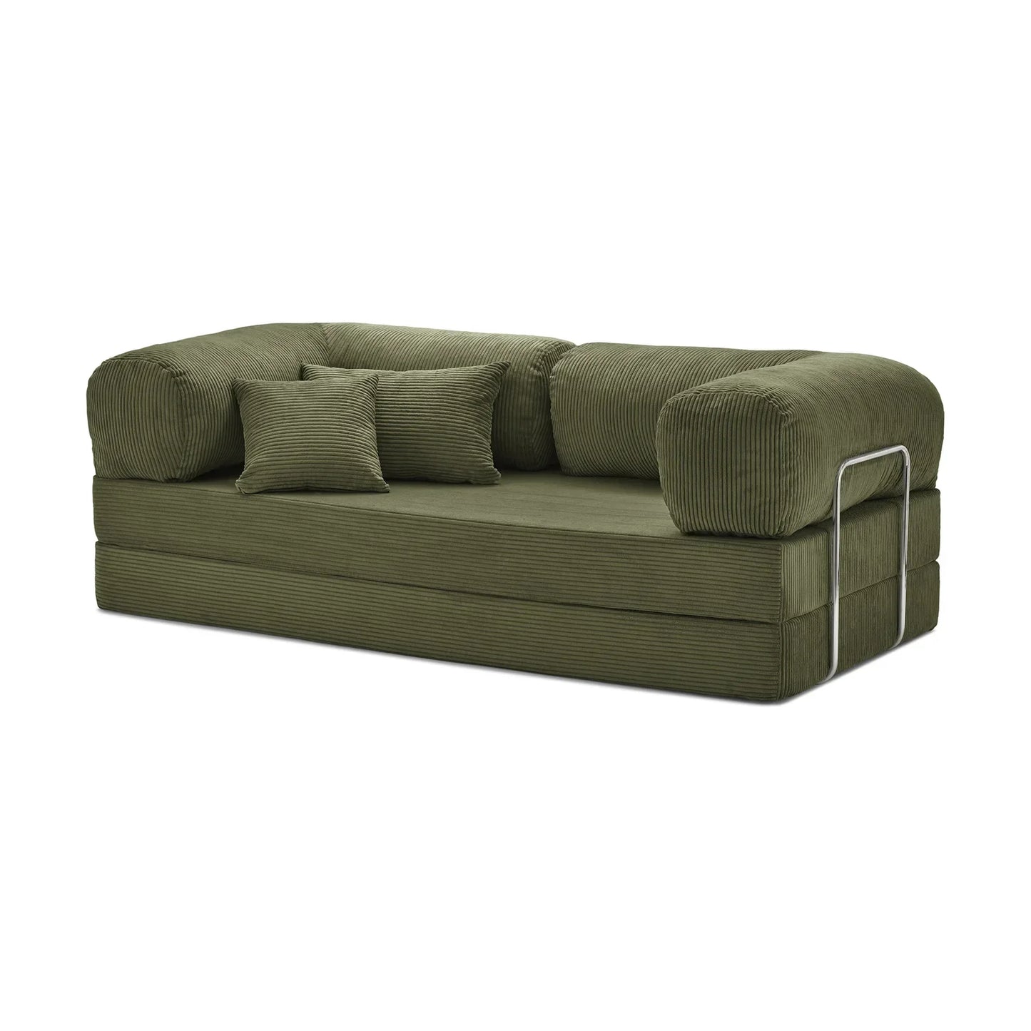 Nubo Compressed Sofa in Olive Green: Space-Saving Design