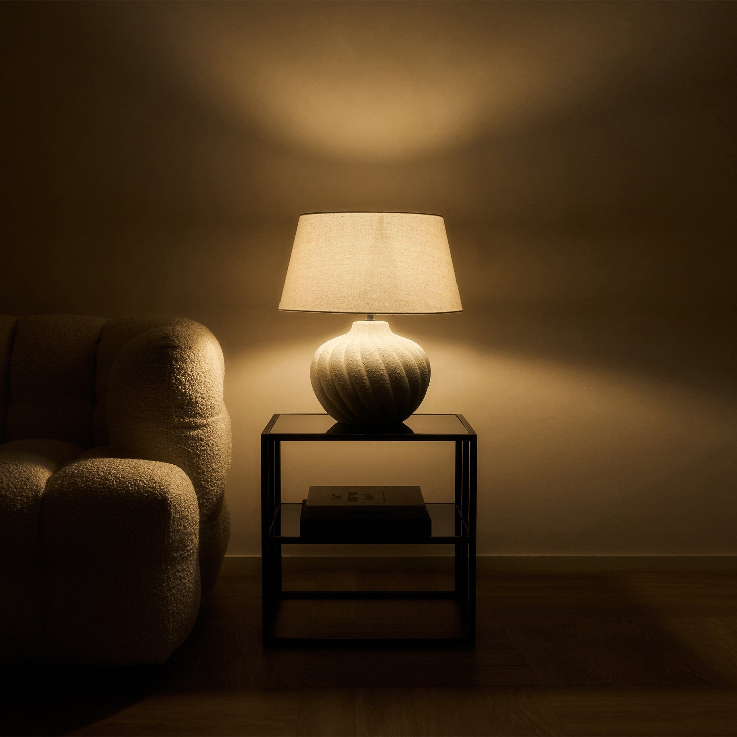 Caprera - Stone Textured Ceramic Drum Shade Table Lamp